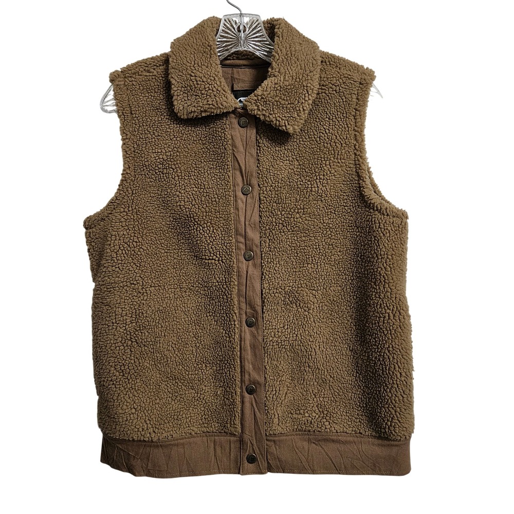 Mountain Khakis Vest Womens Small Brown Sherpa Fleece Snap Front Outdoor Casual‎